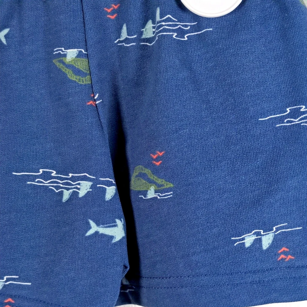 Carter's Boys 2T Tank Top Shorts Set NWT Shark Ready For Waves Gray Blue Summer